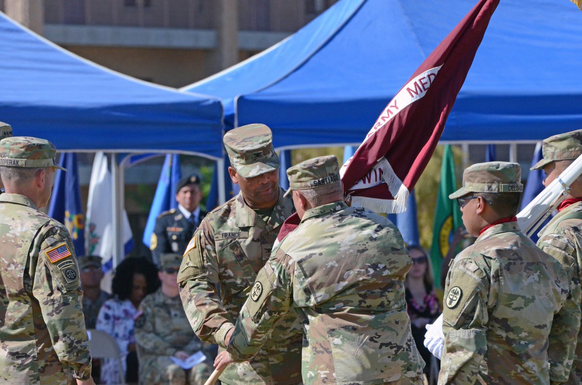 FortIrwinMEDDAC's tweet photo. @RHCCentralCG @RHCCentral presided over Weed Army Community Hospital's Change of Command ceremony on Fritz Field, May 23. During the ceremony Col. Martin Doperak relinquished command to Col. Larry O. France. https://t.co/MrRH2vGfur