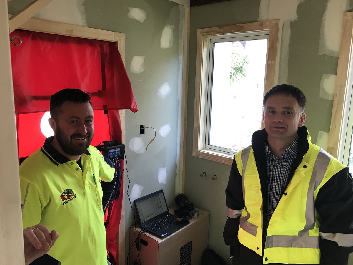 Buildingkiwi's tweet photo. Great being apart of helping our poorest live in healthier houses with #HNZ #keyhousing and #JTBarchitects #intello #blowerdoor https://t.co/RBCh0t2bE9