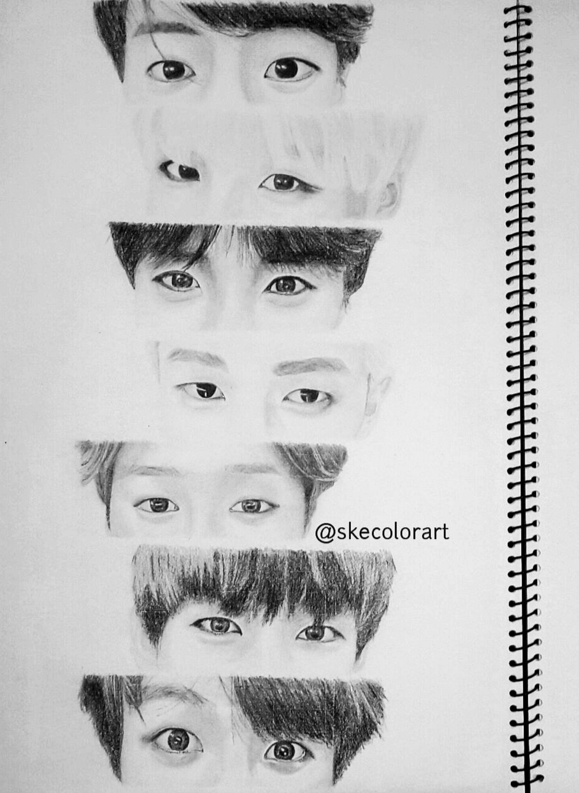 Experimented with charcoal on this drawing of BTS member Jungkook  r drawing