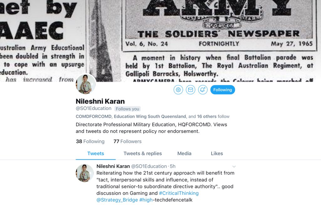 WarintheFuture's tweet image. I really like this feed. The passion here for educating our soldiers, NCOs and officers is infectious. Thanks Nileshni | @SO1Education #MaximumLearning #MakePMeFunAgain