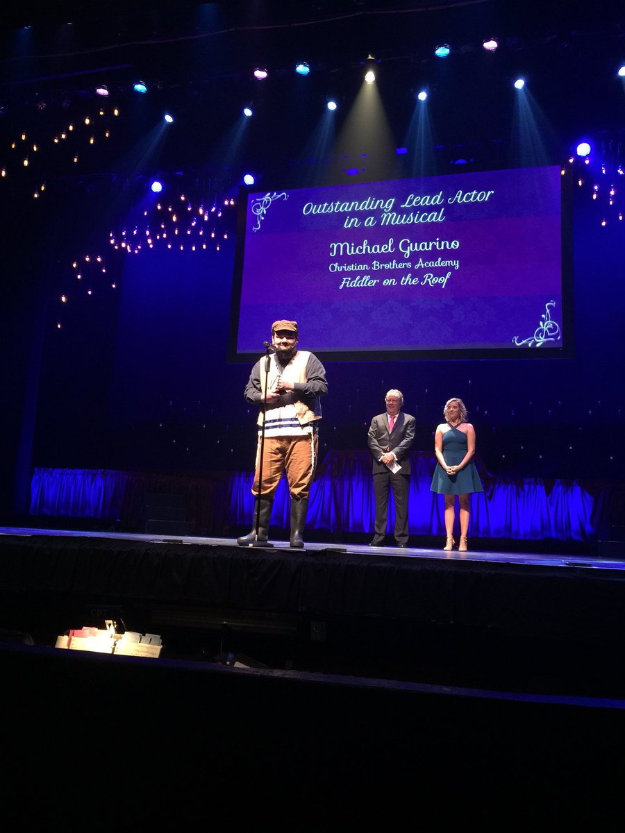 PegasusProdCo's tweet photo. So excited to win not one but 2 Basie Awards for #CBAFiddler! Lead Actor Mike Guarino and Musical Direction.  Thank you @basiecenter for such an honor. #WeAreCBA https://t.co/TDqIN9hVhP
