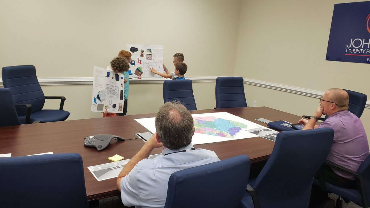 Our 4th grade design team presents their plans for the <a href="/CHESPirates/">Corinth-Holders Elementary School</a> flex learning space to Roundtable at Facility Services today. PBL becoming reality. <a href="/RossRenfrow/">Ross Renfrow</a> <a href="/Hinestopia/">Laura Hines</a>