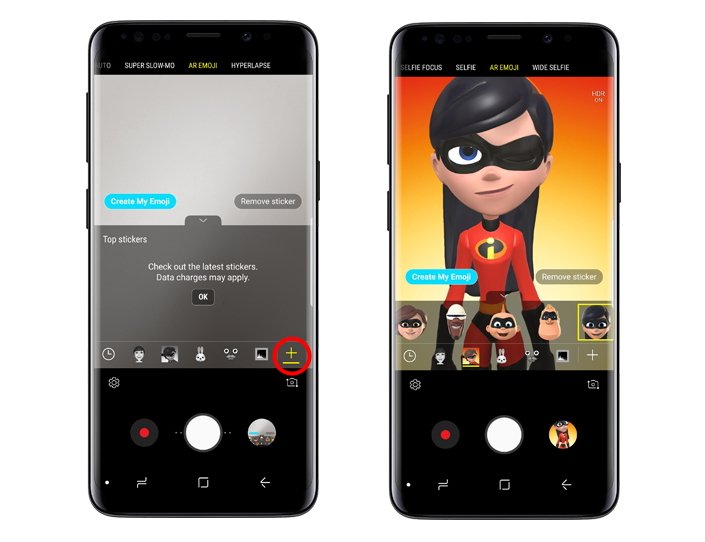 Samsung's tweet photo. Now the beloved Super family #TheIncredibles and their friend #Frozone join the #AREmoji family #GalaxyS9 https://t.co/dLIBduJKp0 https://t.co/LJL1EKycGW