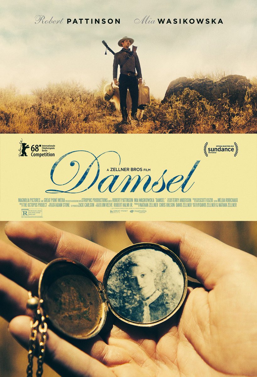 filmoakcliff's tweet photo. Robert Pattinson and Mia Wasikowska Star in the Zellner Bros new film DAMSEL - screening at @TexasTheatre Sat June 16th - followed by a live concert by the films composers @octopusproject @NewFumes ! #theoctopusproject #robertpattinson #zellnerbros #teambunzo https://t.co/P0ij9Ps9As