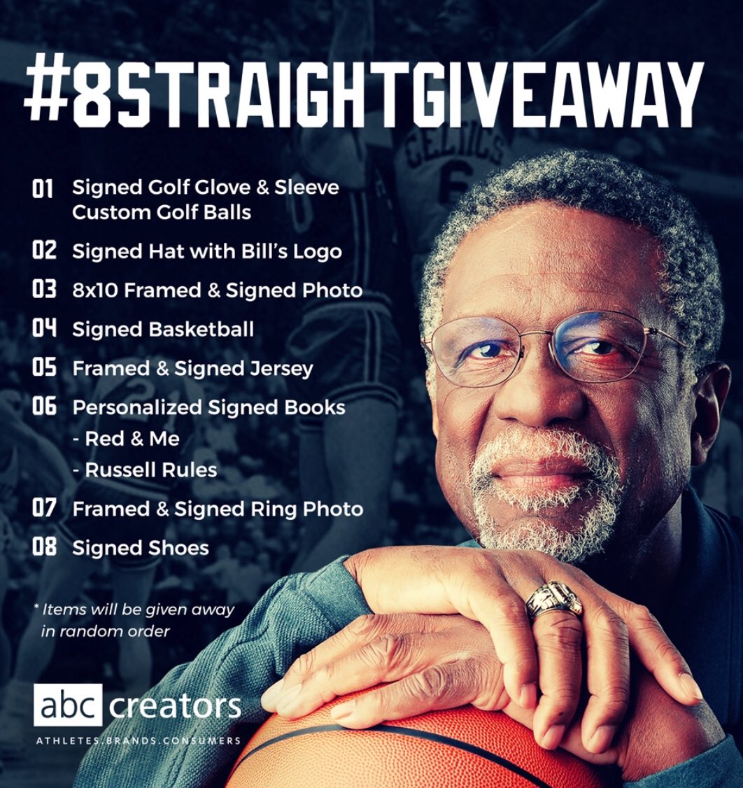 RealBillRussell's tweet image. Great WIN @celtics #CUsRise #CelticsVsCavs  be sure to follow &amp;amp; RT me. I am giving away a autographed basketball this month for my #8straightgiveaway for my 8 straight Championships #NBAFinals These games are interesting to watch