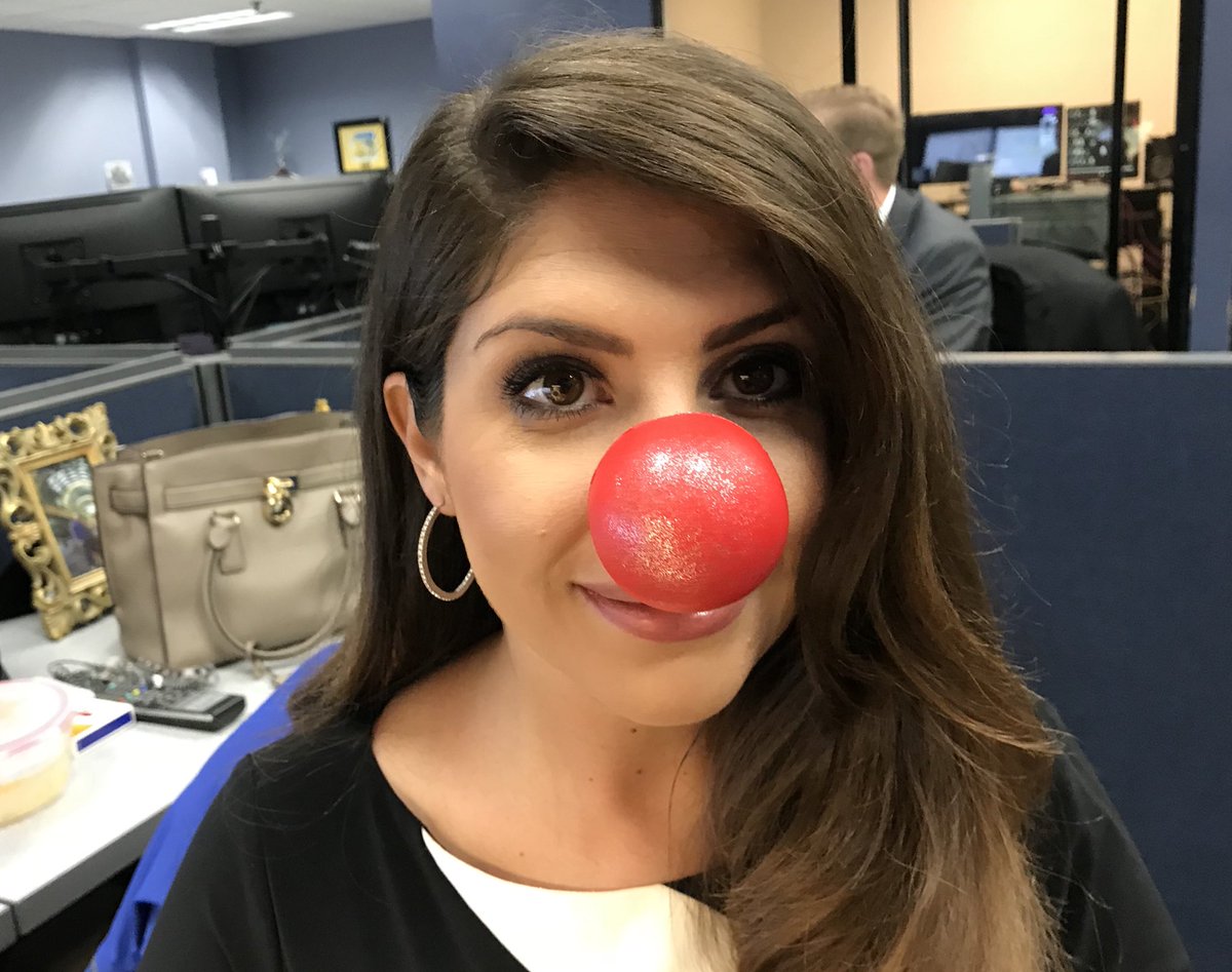 WAVYinterns's tweet photo. @WAVY_News staff are sporting the noses for #RedNoseDay  ... it’s a twitter parade of noses ...  and @LauraReports sports her glittery red nose • Thursday night on @nbc it’s @RedNoseDayUSA #endingchildhoodpoverty• @WAVYinterns #internproject https://t.co/eEYFGFGpLG