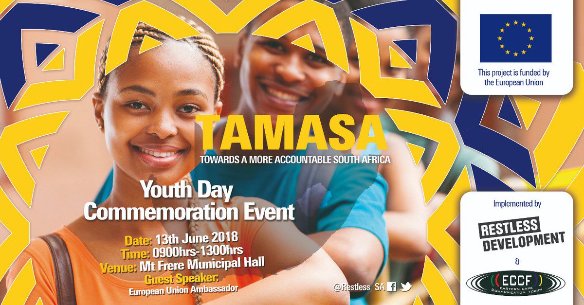 Join us on 13th June in Mt Frere as we commemorate Youth Month and celebrate youth in advocacy in an event to remember! Link for more details>> web.facebook.com/events/1954902…
#TAMASA
<a href="/OlwethuKaNyathi/">Olwethu Mkhatshana</a> @SithembeleZond1 <a href="/KekeKhitsane/">kekeletso khitsane</a>