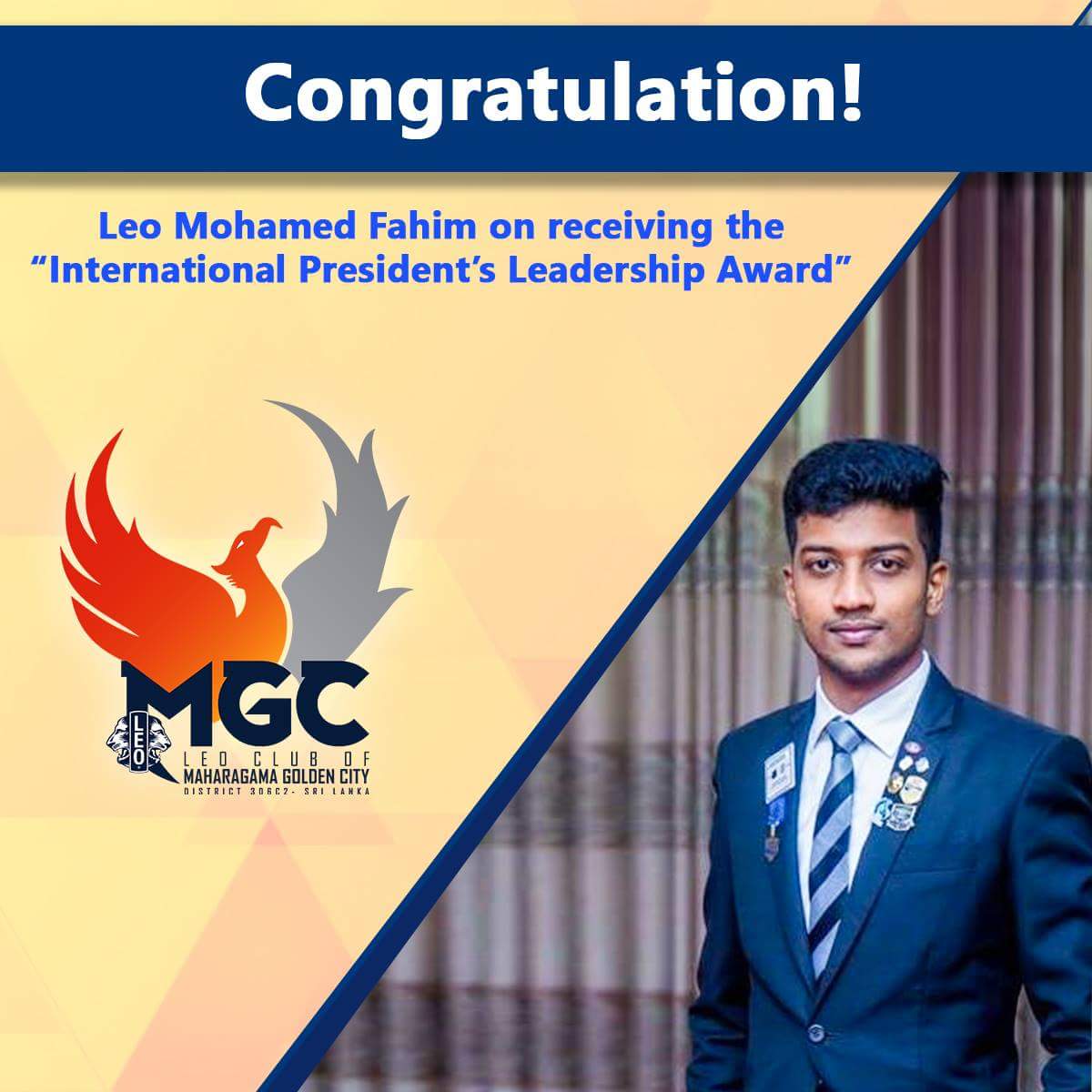 MGC_leos's tweet photo. Congratulations! Leo Mohamed Fahim on receiving the
“International President’s Leadership Award”
#Leos306c2 #MGCleos #Leosroar #lk https://t.co/0JbUcR6bHf