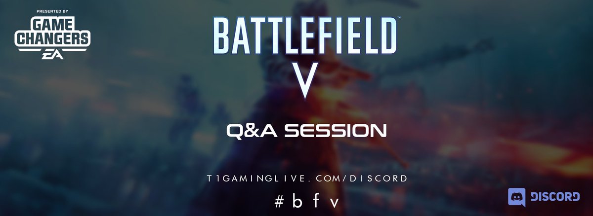 t1gaminglive's tweet photo. Come join us on our Discord server at 9:30pm PST/12:30am EST for a Live Q&amp;A session for @Battlefield ! #bfv https://t.co/qNCF1vQfLH