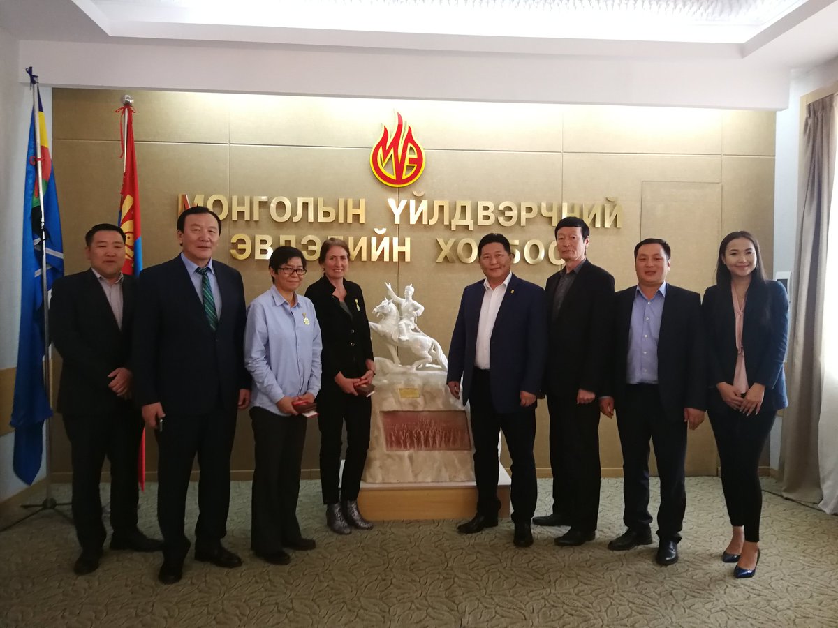 ilo_mongolia's tweet photo. Ms Claire Courteille, #ILO Country Director for China and #Mongolia has met with Mr Amgalanbaatar, President of #CMTU today, and discussed about future collaboration in the area of #CollectiveBargaining, and promotion of #SDGs and #DecentWork. https://t.co/wfrMjzIjFd