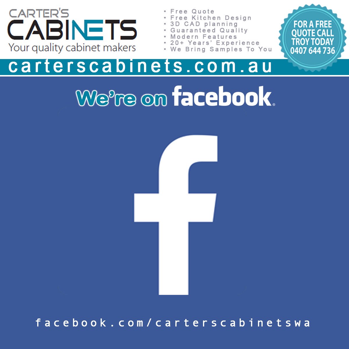 carterscabinets's tweet photo. Carter's Cabinets the Perth Cabinet Maker is on Facebook
 
LIKE and follow us to receive design inspiration, tips and advice, access to discount offers.
 
Join the conversation today:
https://t.co/tLOEvvBfeW
 
#carterscabinets #cabinetmaker #cabinetmakerperth https://t.co/Q1D7OmrmSs
