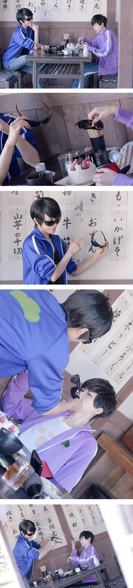 rxargyros's tweet photo. 【おそ松さん】改めて六つ子ちゃん誕生日おめでとう🎂
色松でお祝い！４枚の中に21枚の写真をぎゅっと詰め込んだので(笑)少し見にくいかもしれませんが松愛はたっぷりです❤︎
HAPPY BIRTHDAY MATSUNOBROTHERS!!
#松野家六つ子生誕祭2018

カラ松😎リョーコ　/　一松😷くりゅ
photo📷ヨッサン(@ysn296) https://t.co/iuCmBailVE