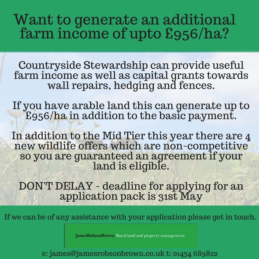 #countrysidestewardship are offering grants of upto £956/ha, if you are a #farmers or #landowner get in touch. I can help you with your application, but the #deadline is looming, so act fast! #landagent #northumberland #Cumbria