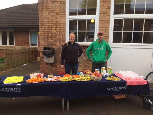 PEHolyTrinity's tweet photo. Our 'Cycle to Breakfast' was very popular this morning!  Large of numbers of children walked, cycled or scooted to school and enjoyed fresh fruit and fruit juice when they arrived.  Many thanks to @SustransSW for organising this #SustainableTravel #ActiveTrinity @holytrinitypri https://t.co/5TyZqHBYG6