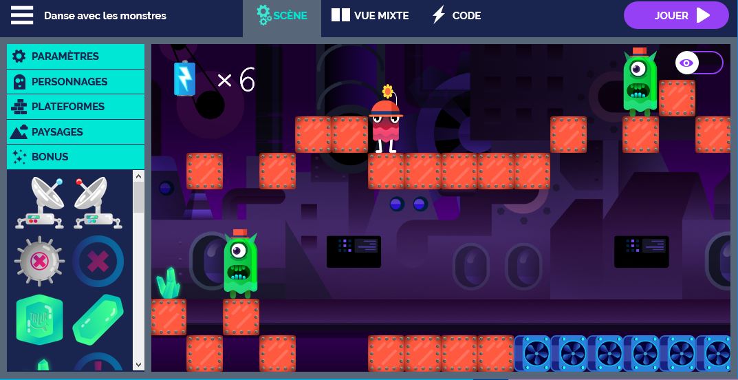 CodeDecode_FR's tweet image. #GrandPrixCodeDecode Catégorie Juniors
Thème : atteindre les étoiles
🎖️Prix du jury : Danse avec les monstres
C'est un jeu où tu dois récupérer l'étoile finale pour gagner. Attention aux monstres que tu dois faire danser !
🎮Pour y jouer
code-decode.net/applications/g…