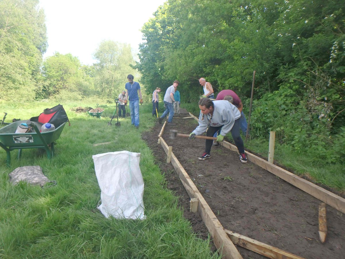 StNicksFields's tweet photo. It's been a busy week for our #nature reserve team: discovering water voles on Osbaldwick Beck with the help of Yorkshire Mammal Group, putting in the last piece of 400m of footpath edging at Heworth Holme where we also created wildlife scrapes at our Community Action weekend! https://t.co/iVhy4jsoV7