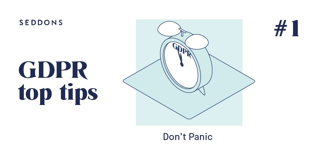 Seddons's tweet image. Tip #1: Don’t panic! While tomorrow is the day #GDPR comes into force, it isn&apos;t a one time deadline; it&apos;s an ongoing process. Get up to speed, complete your #dataaudits, and follow the #ICO&apos;s guidelines.
