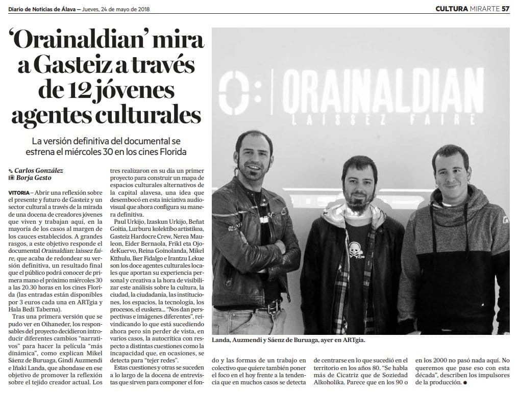 itsaslapurra's tweet photo. #Orainaldian mira a #Gasteiz a través de 12 agentes culturales 
Entradas a la venta en @halabedi taberna y @artgia_da https://t.co/p4O9LONkej