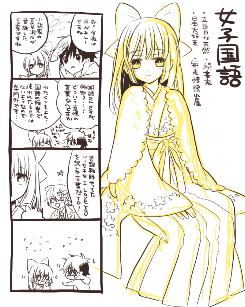 昔、読み切りで描かせてもらった教科が擬人化して出てきててんやわんやする話のキャラ設定案です 