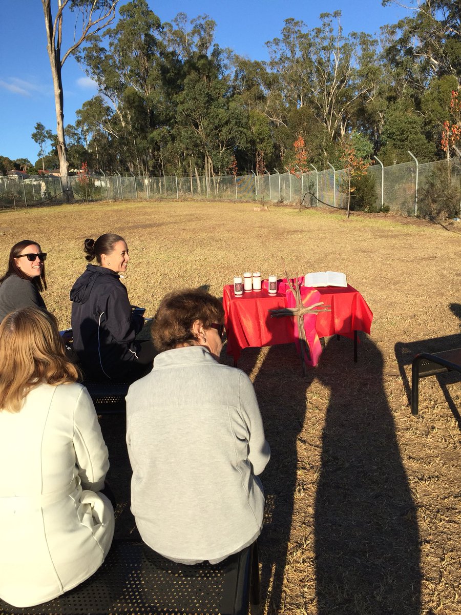 OLHCdow's tweet photo. What a beautiful way to start our Wednesday, with morning staff prayer outside in the sunshine. https://t.co/CjflzQ2QyH