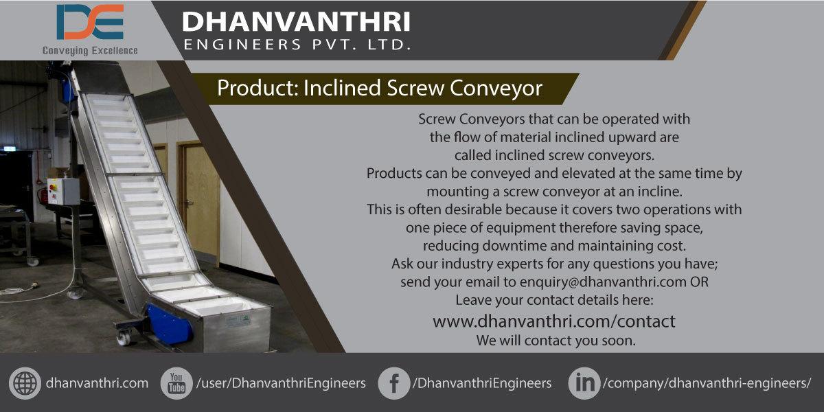 "Please retweet"
Inclined Screw Conveyors that can be operated with the flow of #material inclined upward are called #inclinedscrewconveyors. Products can be conveyed and elevated at the same time by mounting a #screwconveyor at an incline.
#manufacturing #manufacturer #conveyor