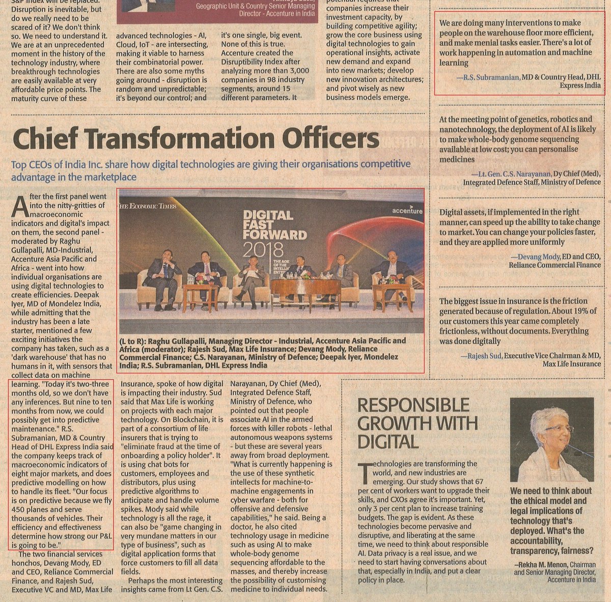 DHLExpressIndia's tweet image. Speaking on the @EconomicTimes and @AccentureIndia Digital Fast Forward panel, @RaSiSub of @DHL_India spoke about our focus on #predictivetechnology for the future, and introducing digital interventions to increase warehouse efficiencies #DFF2018 #intelligententerprises
