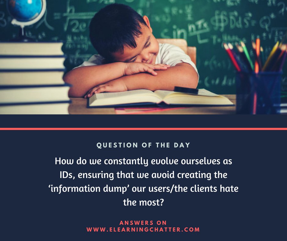 eLearningChat's tweet photo. Answers here: https://t.co/NvWjQbNckE
An interesting question about unlearning and relearning to be an ID who creatively avoids information overload.
#elearningchatter #elearning #learningdesign #ID #training #teaching #edtech https://t.co/4hiOuiTqnf
