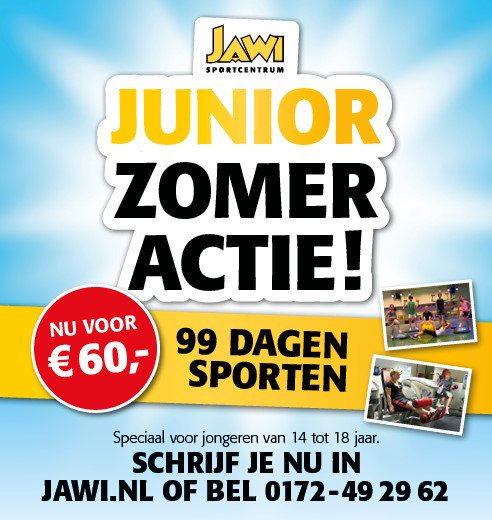 Ben jij tussen de 14 en 18 jaar en wil je graag lekker in conditie blijven tijdens de zomerstop van je sport? Dan hebben wij nu een leuke aanbieding voor jou! 99 dagen sporten voor maar €60,00!