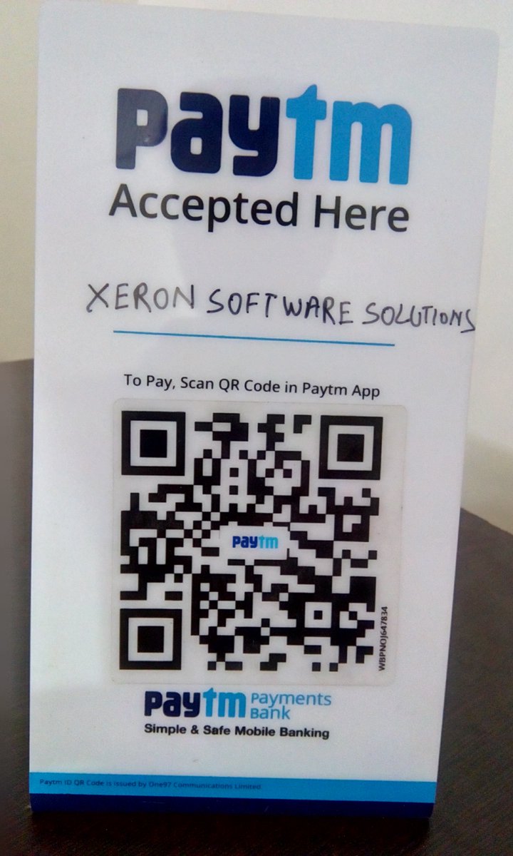 XeronSoftware's tweet photo. Hey @Paytm why our QR code is not working? @Paytmcare @PaytmBank https://t.co/jFXU0fmVP8