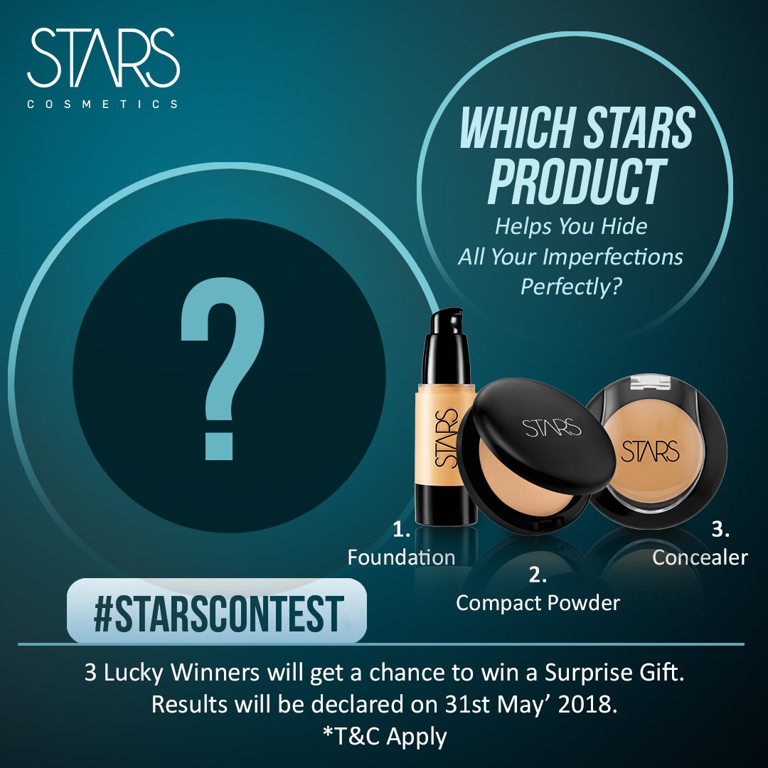 StarsCosmetic's tweet photo. Hurry up! Answer to this simple question and get a chance to win a Surprise #Gift from #StarsCosmetics.
#StarsContest https://t.co/ijpIMBb44n