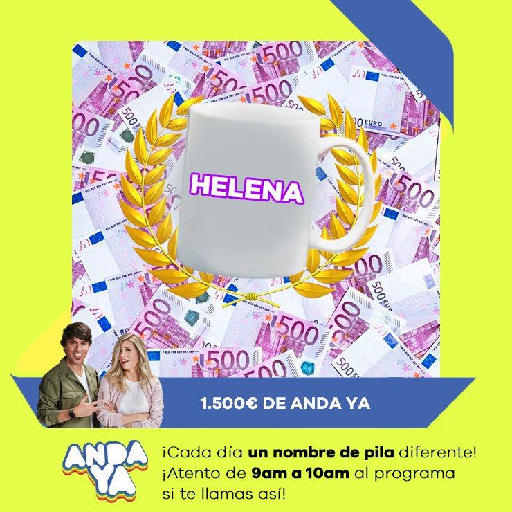 Los40's tweet photo. Esta mañana los chicos de @40Andaya siguen tirando el estudio por la VENTANA 😅💸💸

¡1.500€ pueden ser tuyos si te llamas... HELENA! 😱😱😱 #AndaYaTeBuscaHelena https://t.co/beqW2Z29b6