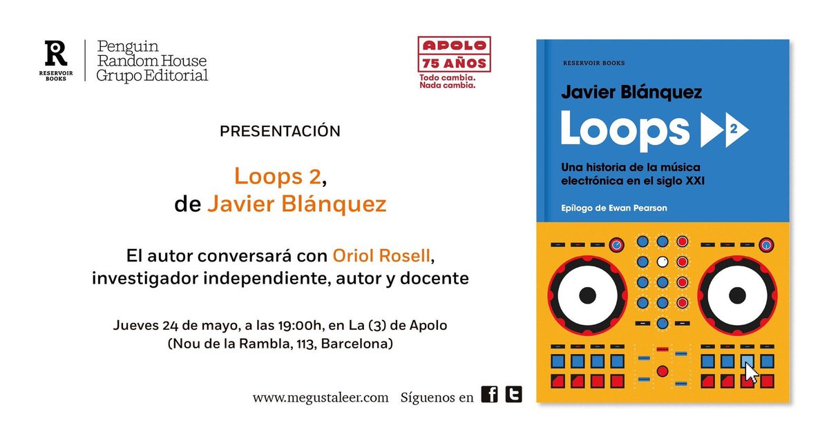 vfibla's tweet photo. avui / hoy / today : @javierblanquez i Oriol Rosell parlen de #loops2 a la 3 de @Sala_Apolo https://t.co/N9e1wgBFg1