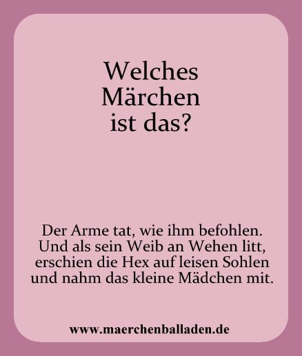 Welches Märchen ist das?
maerchenballaden.de
#Märchen #balladen #MoreThanAManager #OnThisDay #plasticpollution #Ungleichland #Kiel #JedeWocheEinFoto #Gewitter #Hitzacker #XiaomiFrance