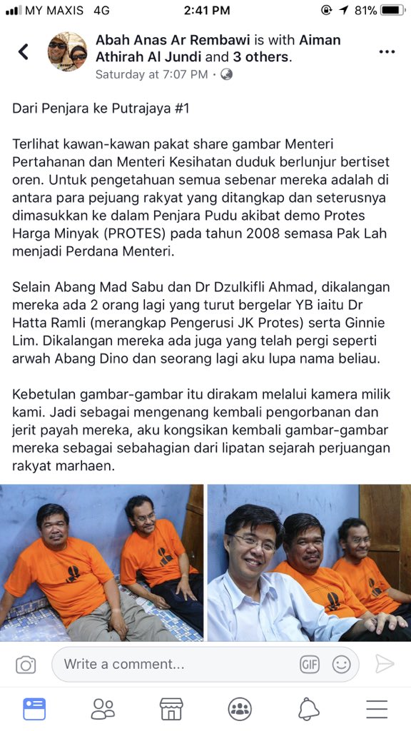 najwasyahirahs's tweet photo. Dari Penjara ke Putrajaya 😭😭. 

Kesiannya tengok Menteri Kesihatan kitaaa Dr Dzulkifli dlu 😢 https://t.co/rfrMuF78vi