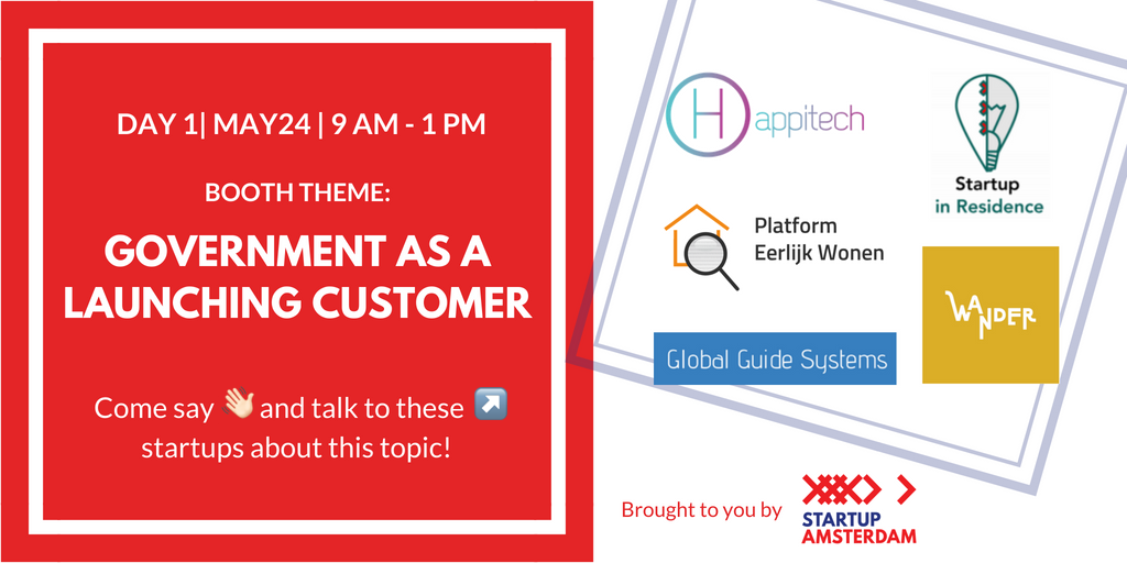 Startup_Adam's tweet photo. #TNW2018, DAY1 - LET'S DO THIS! 1st theme: "Government as a launching customer". Come by @Startup_Adam's booth and meet @startupinres, @wanderwyzer, @GlobalGuideSyst, @Happitech &amp; @Eerlijk_Wonen! Learn how these #startups work with SIRA to make #Amsterdam smarter &amp; more liveable. https://t.co/sYYTPnjgAc