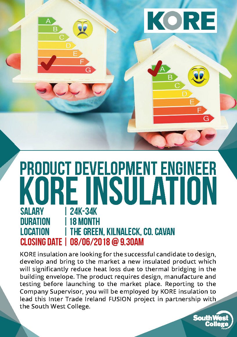 // JOB POST // KORE insulation are looking for a Product Development Engineer to design, develop and bring to the market a new insulated product. Interested? bit.ly/2s5shJv