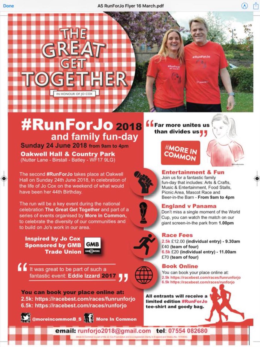Fancy the perfect family day out? A bit of exercise, great food, live music & World Cup footie!! Obviously it’s also going to be warm & sunny 😎 #RunForJo #moreincommon