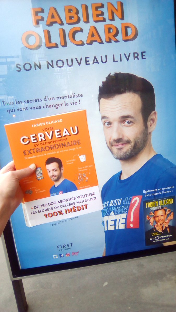 Grande_lectrice's tweet photo. Désolée @fabienolicard j'ai piqué le livre de l'affiche à #gareparisbercy #cerveauextra https://t.co/BGVtqEVbkz