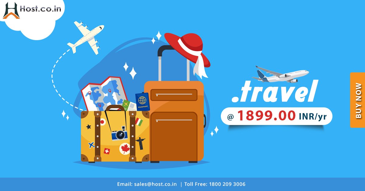 HostIndia's tweet photo. Get your domain now! .TRAVEL is open to everyone, Watch your site take flight with a .TRAVEL domain name registration! Available for all travel and tourism-related websites! https://t.co/7HFMgSdjMD #Domain_Registration #Domain_name_registration_India #Register_a_Domain_Name https://t.co/o8OzltaEXU
