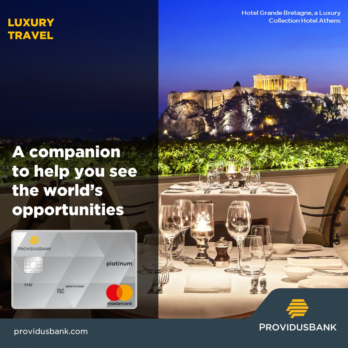 Enjoy a host of enviable benefits from airfare to luxury hotel discounts at some of the most sought-after travel destinations including the Hotel Grande Bretagne. Speak to us on 0700PROVIDUS to get a #ProvidusBank #Platinum #Mastercard #LuxuryTravel #lifestyle