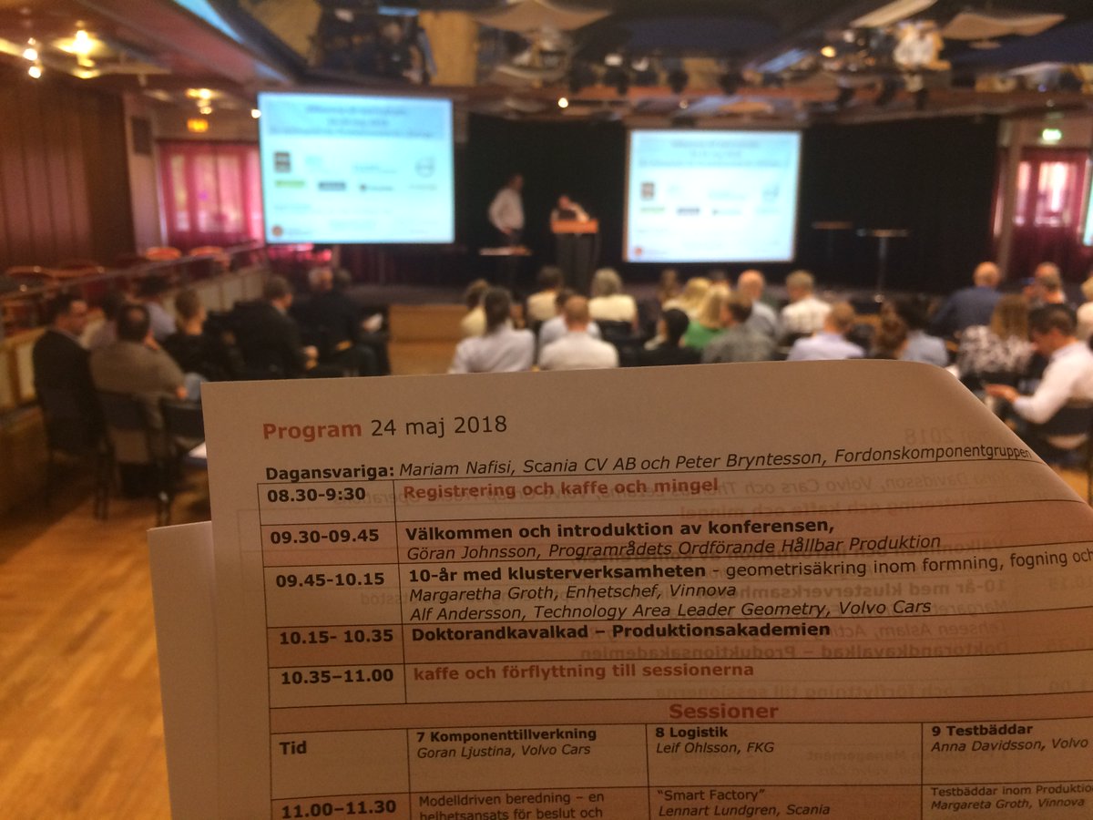 acborggren's tweet photo. Nu drar @BryntessonFkg och Mariam Nafisi, Scania CV igång #Klusterkonferensen dag 2. Många intressanta föredrag och givande möten kring produktionsteknik väntar. #prodswe #swerea https://t.co/j4hIOyOKTd