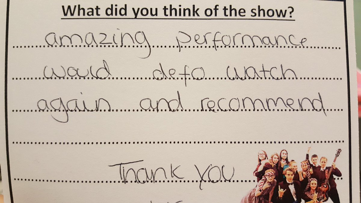 GreenfieldPArts's tweet photo. Some amazing feedback from our show last night. Make sure you don't miss out on the last performance tonight at 7pm https://t.co/oKq0aslnYV