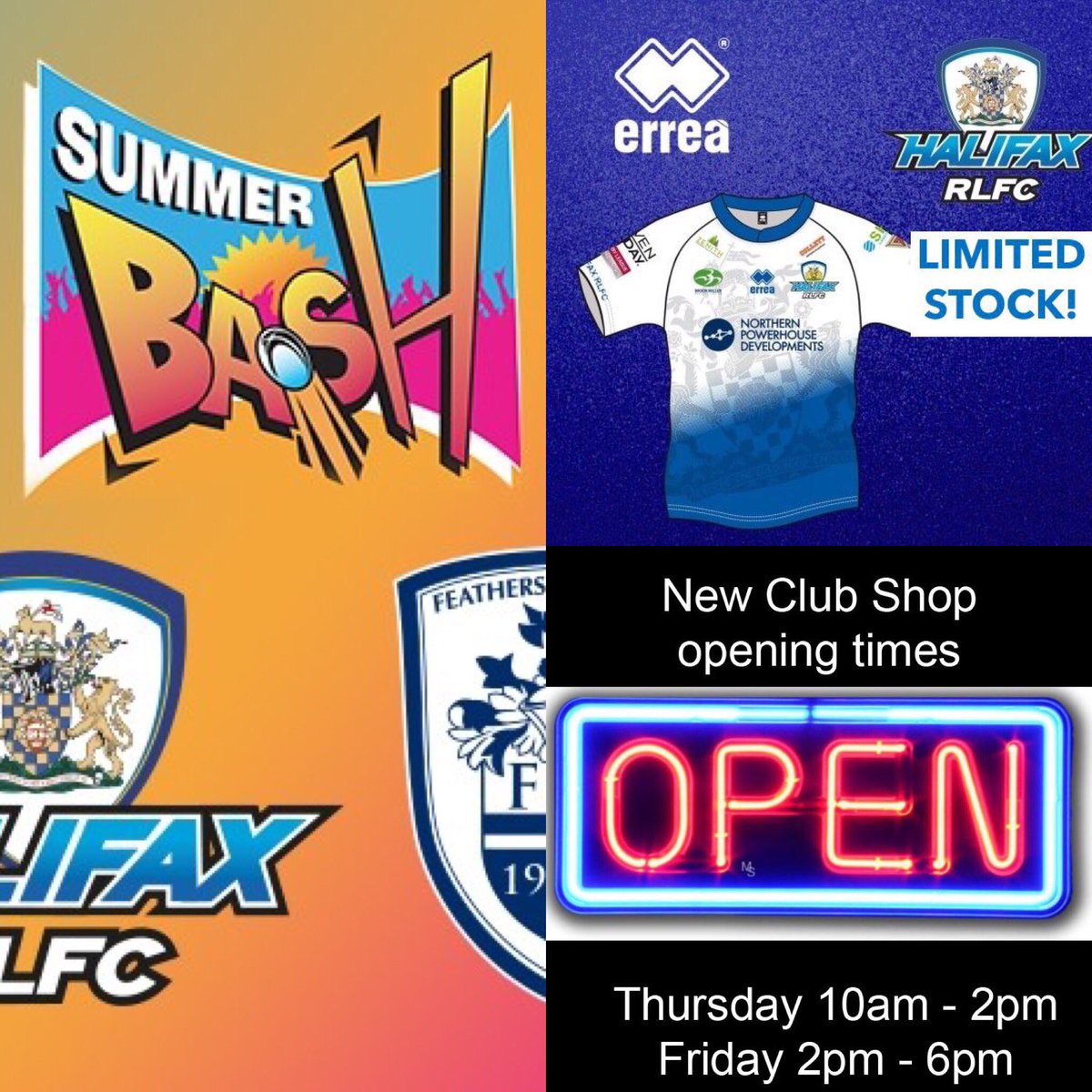 HalifaxPanthers's tweet photo. LAST CHANCE! Limited amount of #summerbash shirts available, call in to the Club Shop and buy yours now. Last couple of days to buy your Summer Bash tickets too! Enjoy the 🌞 and enjoy the 🏉 Support YOUR team in style. We will see you there. #faxfamily #faxforever. https://t.co/krLykdLac2