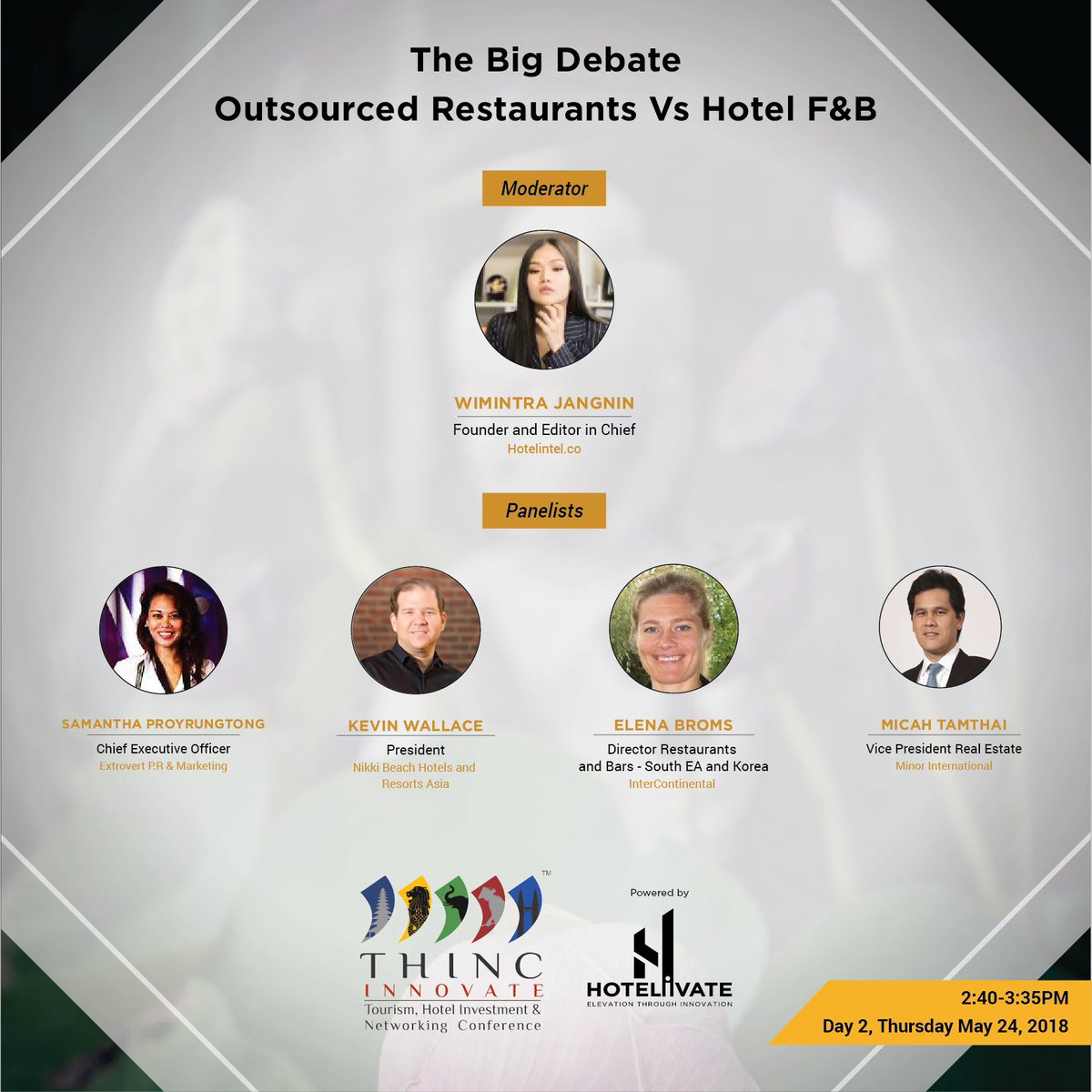 Hotelivate's tweet photo. Concurrent Series B comprises of –

A group discussion on 
'The Big Debate: Outsourced Restaurants VS Hotel F&amp;B'

A masterclass on
‘From Theory to Revenue – How Trends Can Drive Your Business’ 
 
’10 Common Mistakes Hotels Make on OTAs That Impact Top-line Growth’

#THINC2018 https://t.co/cVquIX3oZB
