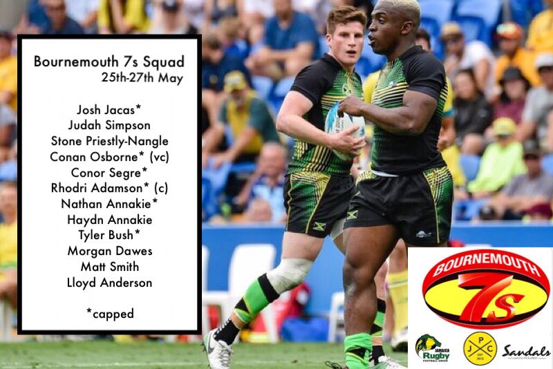 🇯🇲 Good luck to the boys representing Jamaica in the UK this weekend at <a href="/Bournemouth7s/">Bournemouth 7s Festival</a> as part of #RWC7s preparations 🇯🇲