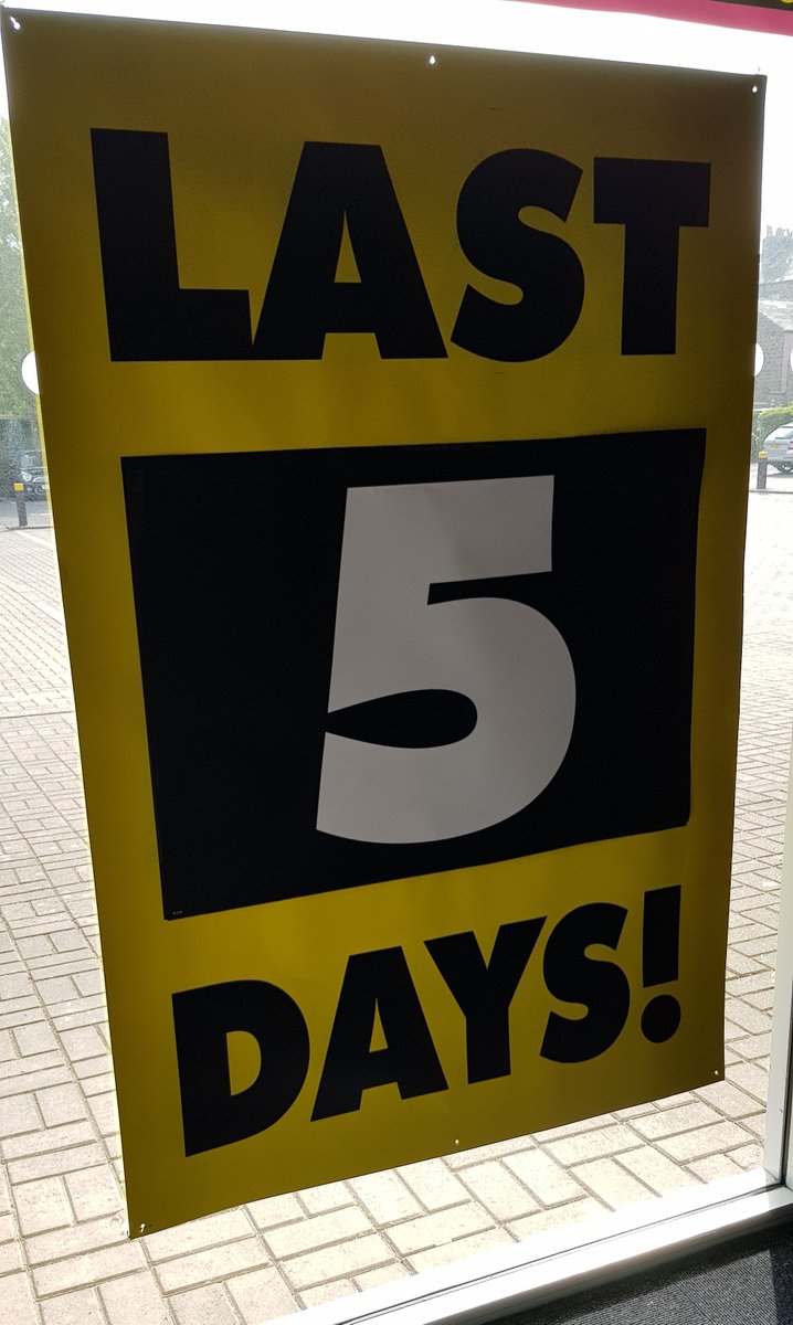 Maplin_HGT's tweet photo. Good Morning #Harrogate That's right just 5 days left, and do we have a treat for you! An extra 20% off almost everything in store *excluding concession stock and fixtures. That's an extra 20% off right up until we close for the last time at 6pm Bank Holiday Monday 28th May https://t.co/tY3rZGPq4b