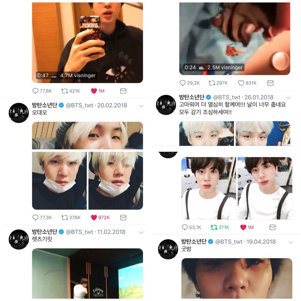 26 January 2018; This post suppose Jin posting about Odengi walking around Jin's body after Yoongi post his photo (the above). Sorry if the post is double cause I cant make my own screen shoot & just got this from google 