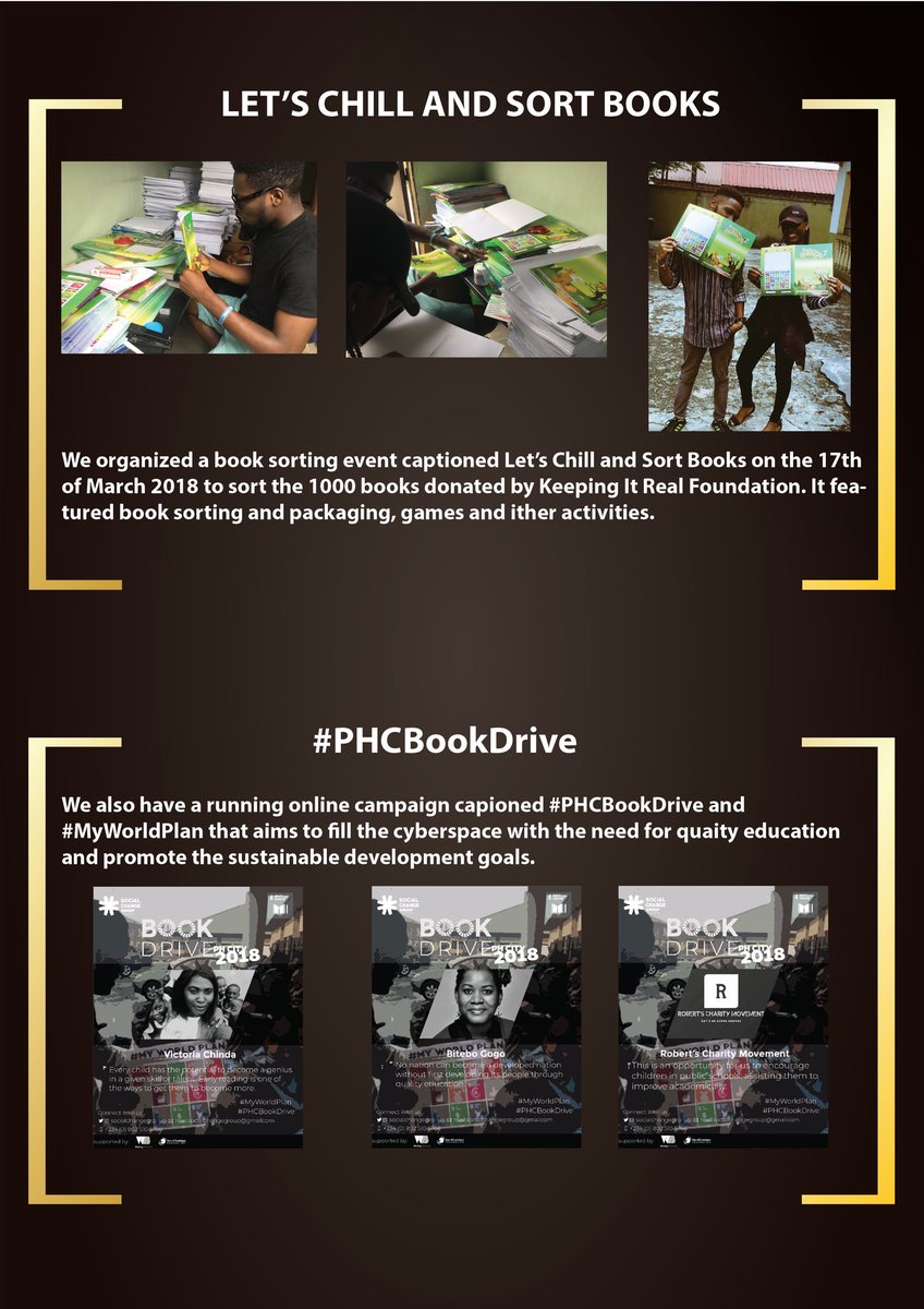 socialchangegrp's tweet photo. The Port Harcourt City Book Drive Journey so far. We are changing the narrative in our little way. 

Thanks to all our volunteers, partners for believing and supporting this vision. 

#PHCBookDrive #MyWorldPlan #SDG4 #LittleByLittle https://t.co/6CV6yV1mHL