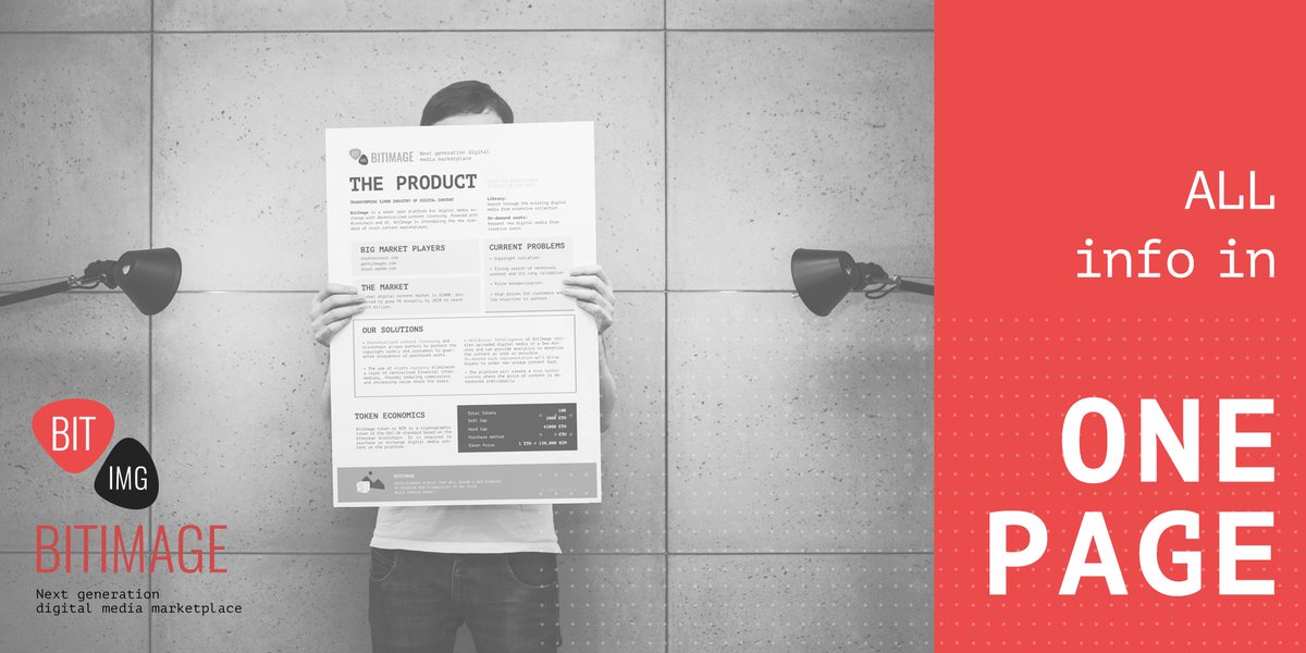 BitImage_io's tweet image. Everything you need to know about BitImage in our onepager: bit.ly/BIMonepager Do not hesitate to read about BitImage product, token info, and our solution.