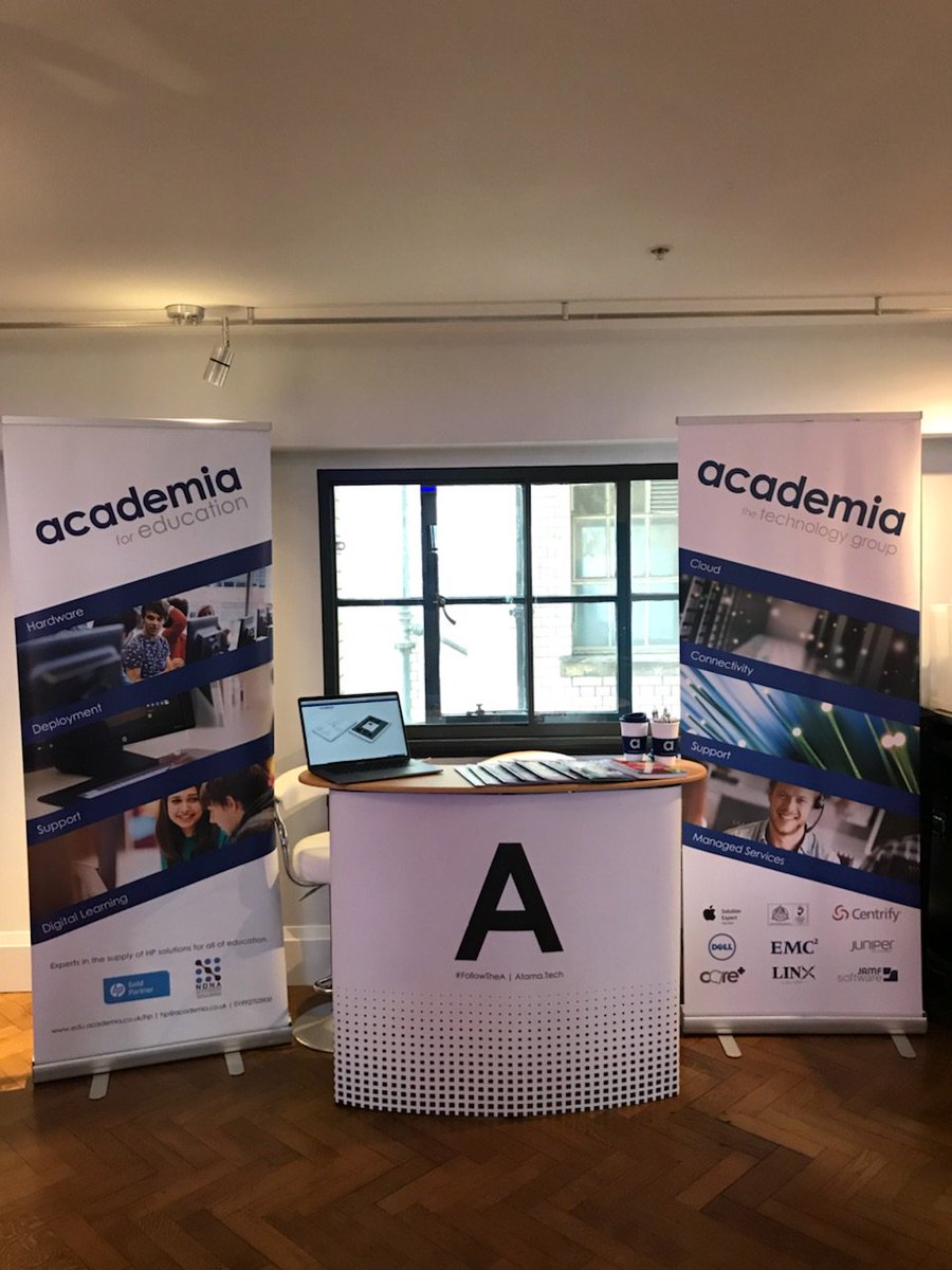 AcademiaGroup's tweet photo. All set up and ready to talk #Technology support in #Education - come talk to our experts at the @lupconsortium and @supc_uk #LUPCSUPC18 #conference and #exhibition at @etcvenues #CountyHall in #London. #FollowTheA for live updates https://t.co/NIyCfgrazc